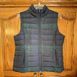 Colebrook Quilted Vest Women's Medium Tartan Plaid Dark Navy and Green